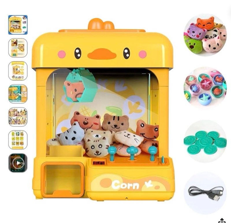 large claw machine for kids adults with prizes, adjustable sound & light, mini vending machine for girls boys, electronic arcade crane game, candy dispenser toy for party birthday gifts, duck