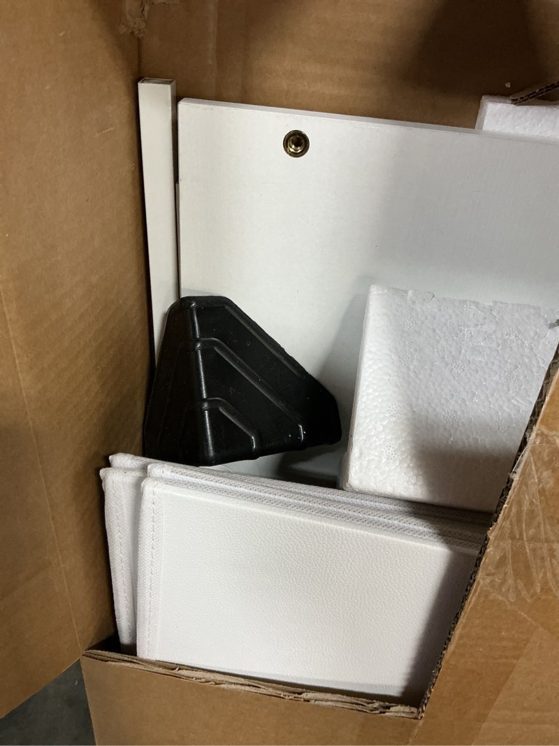 Condition photo showing Good Condition for Dresser with Hanging Rack, 8-Drawer Dresser for Bedroom with Charging Station & LED Lights, Kids Dressers with Shoe Rack, Chest of Drawers with Wooden Top for Bedroom, Kids Room, White, 11.8"D 11.8"D x 42"W x 42.7"H (8 Drawers) White