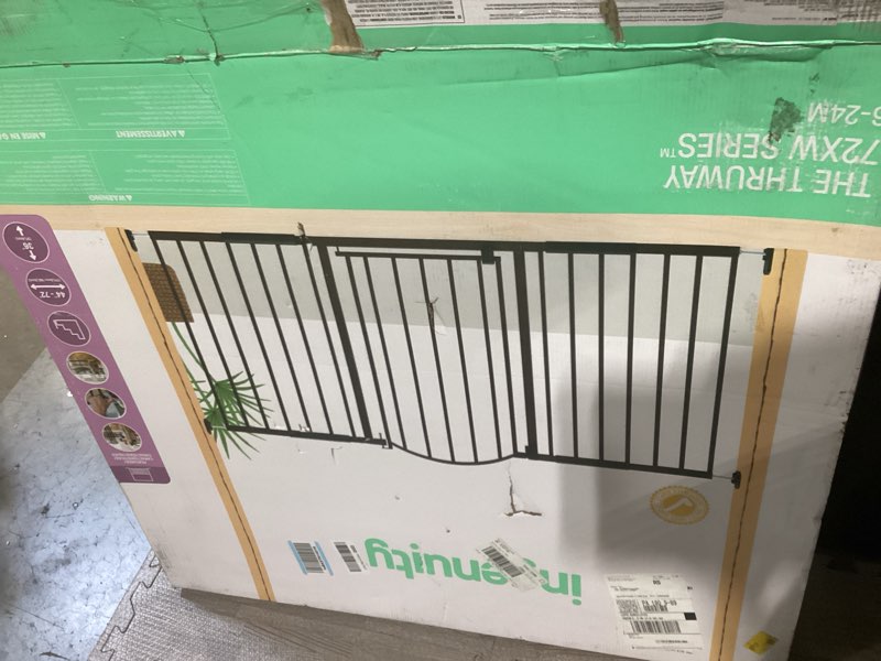 Condition photo showing Good Condition for ingenuity decorative extra wide baby gate & dog gate, 44"-72" wide, 36" tall, hardware mounted, inst
