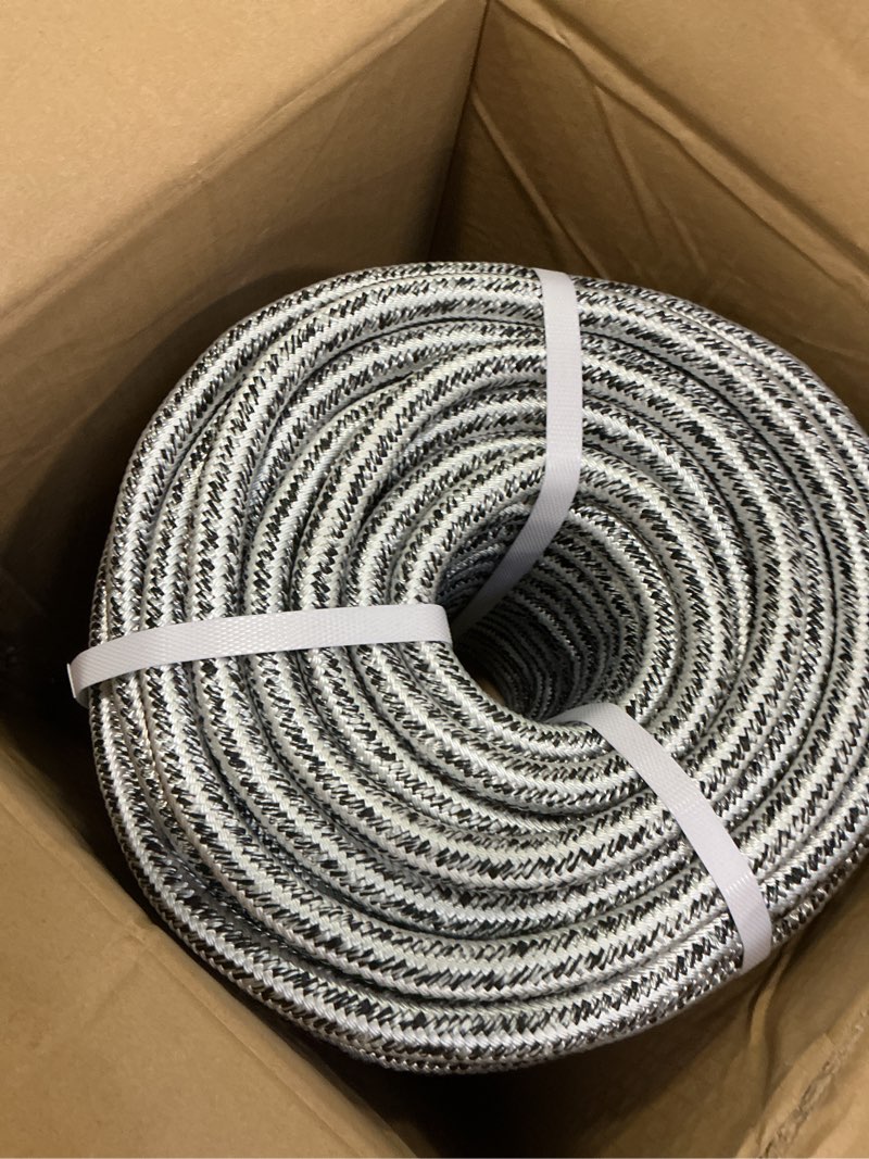 Condition photo showing Good Condition for 5/8 x 200FT, High Force Braided Polyester Arborist Tree Rope, 24 Strand Bull Rope, Pulling Rope, Heavy Duty Tree Rope for Swings, Camping(Black and White) Black and White 5/8in x 200ft