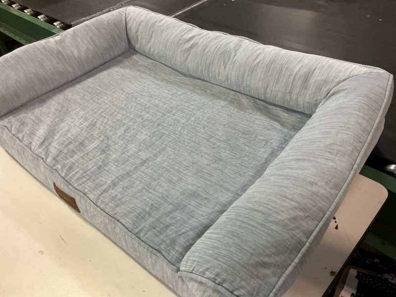 Condition photo showing As Is for furhaven pet products plush & performance linen orthopedic sofa pet bed for dogs & cats - mist gray, large ( similar