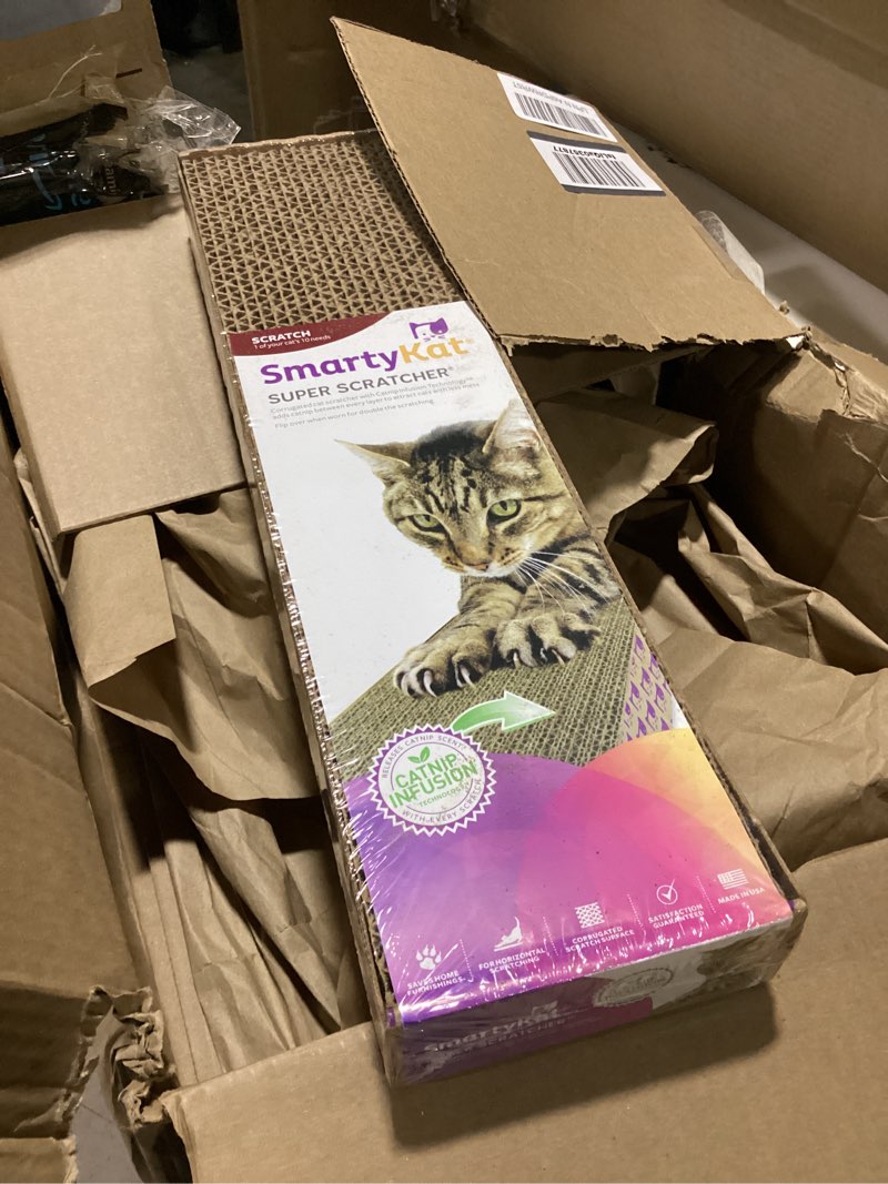 Condition photo showing Good Condition for smartykat super scratcher wide corrugated cat scratcher for cats & kittens, features catnip infusion technology & less mess, recycled material, brown super scratcher (single wide) 4-pack