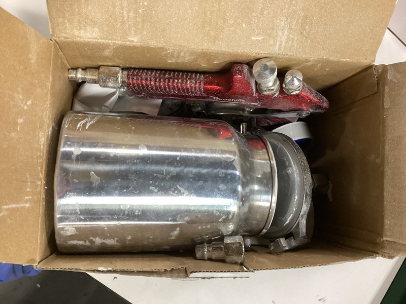 Condition photo showing As Is for Siphon Feed Spray Gun Set for Piant with 1.4/1.7/2.0mm Nozzle, 1000cc Cup and 6pcs Paint Strainers for Cars & HousePainting Gun(Red) red-4001-1.4set