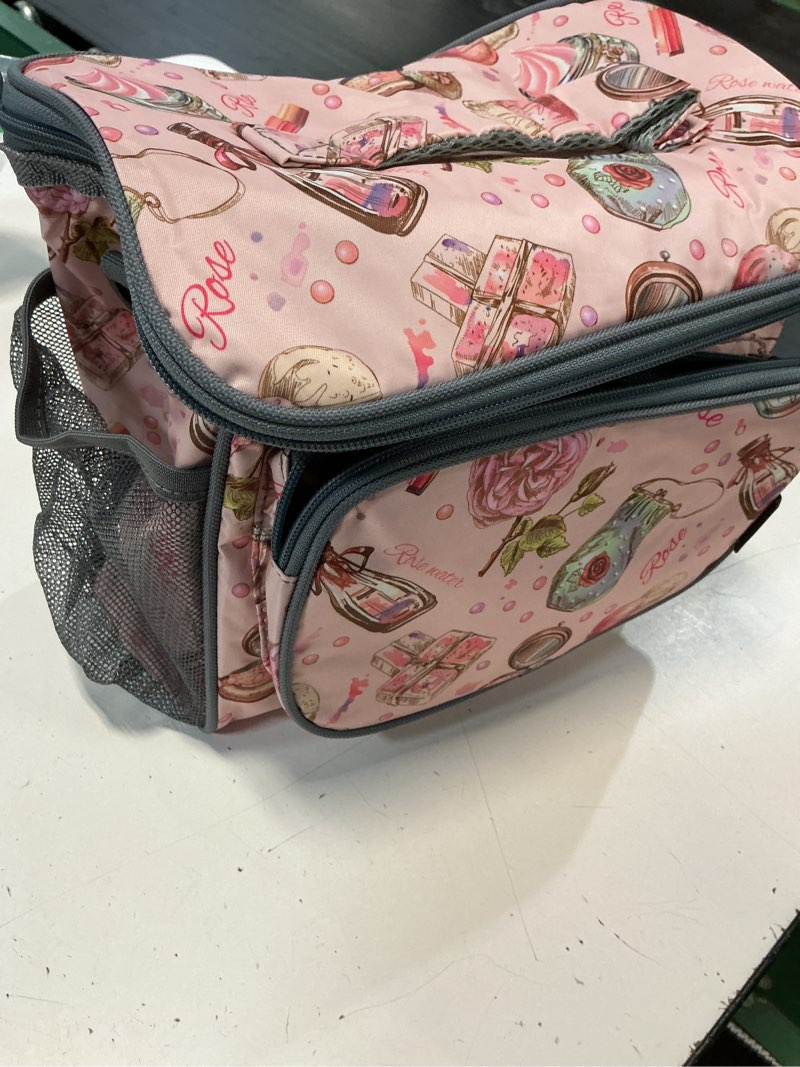 Condition photo showing Good Condition for btoop insulated lunch box for women, cute corduroy lunch bag with shoulder strap, leakproof wide-open lunch tote for work, office, school, picnic bow-floral pink-1
