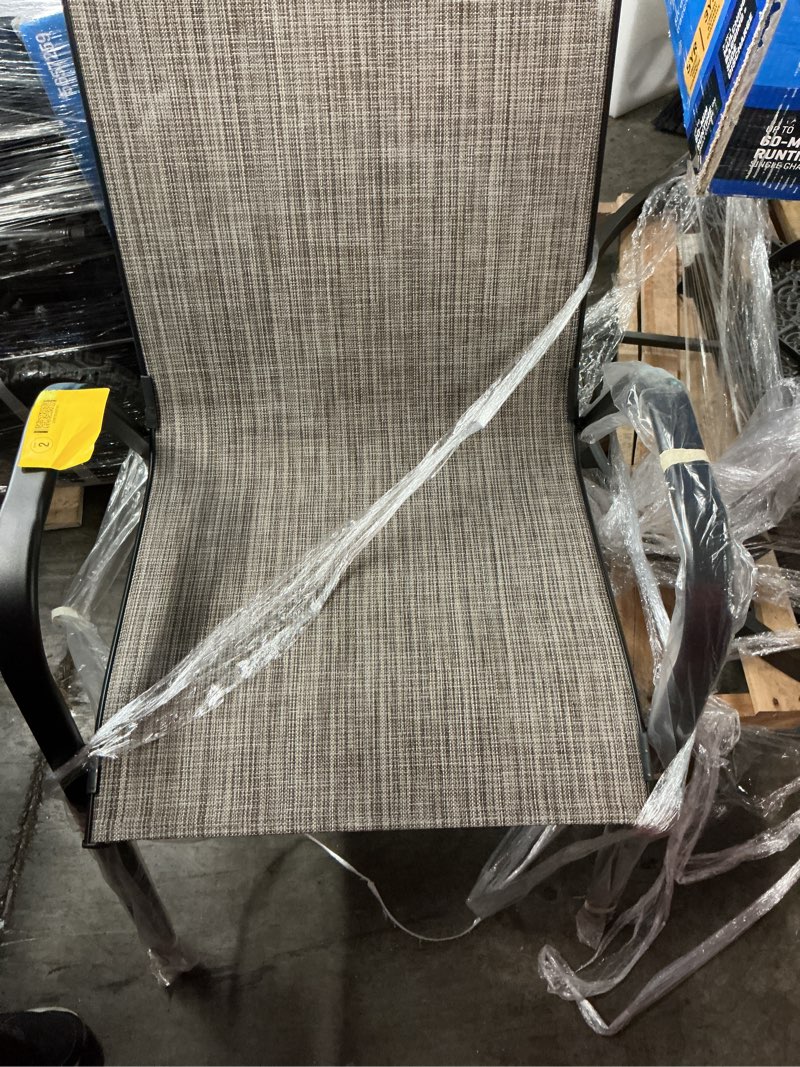 Condition photo showing Good Condition for 1k+ bought last week style selections pelham bay stackable black metal frame stationary dining chair with tan padded