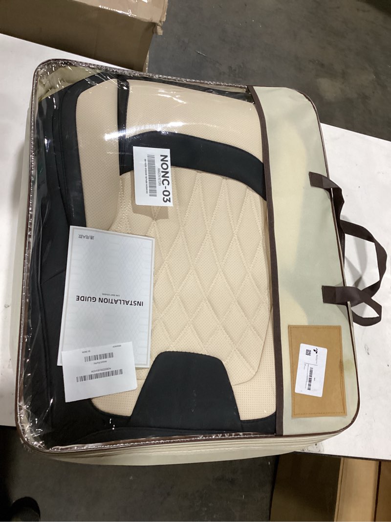 Condition photo showing Good Condition for FREESOO Front Car Seat Covers - Luxury Breathable Waterproof Faux Leather Car Seat Cushion Protectors with Lumbar Support, Universal Fit for Most 5 Seats Vehicles Sedans Hatchbacks Trucks, Black Beige Black-Beige Front Seats - 2 PCS