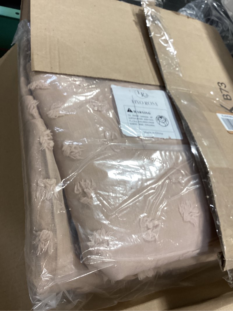 Condition photo showing Good Condition for bujasso beige 80% blackout curtains with sheer overlay mix and match double layer thermal insulated window panels 95 inch for bedroom beige drapes with tiebacks rod pocket back tab 37" wx95 lx2 37"w x 95"l (pack of 2) beige