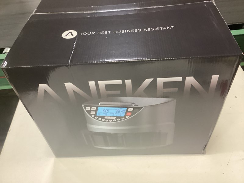 Condition photo showing New/Like New for aneken coin counter and sorter with tft display - accurate sorting machine for 5 denominations, smooth operation at up to 300 coins per minute, ideal for efficient money management blue