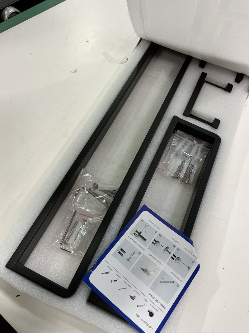 Condition photo showing Good Condition for YACVCL 4-Piece Matte Black Bathroom Hardware Accessories Set, Bath Towel Bar Set SUS304 Stainless Steel, Round Towel Racks for Bathroom Wall Mounted