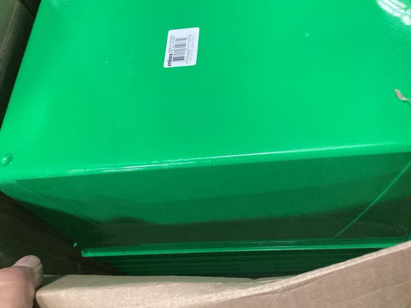 Condition photo showing Good Condition for storex extra-large book bin, interlocking plastic organizer for home, office and classroom, green, (71133u06c) (pack of 6) green 6-pack