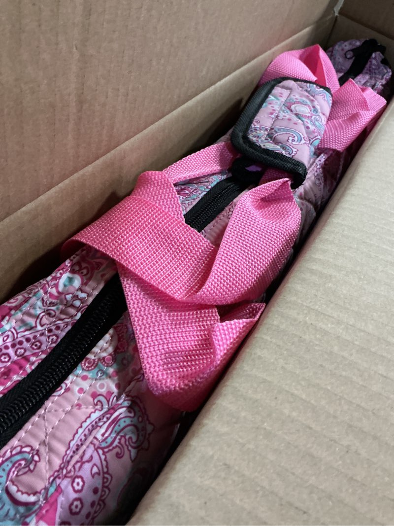 Condition photo showing Good Condition for american mahjong game set, 166 white tiles, 4 all-in-one color rack/pushers, complete mahjong set with pink printed carrying bag