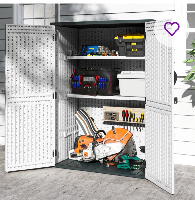 (Incomplete box 2 of 2) ’’’))2-Piece Outdoor Storage Rack, Horizontal Metal Shelves for Outdoor Sheds White
