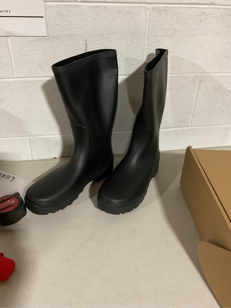 Condition photo showing Good Condition for ubon mens black rain boots waterproof rubber hunting boots outdoor work boots 13