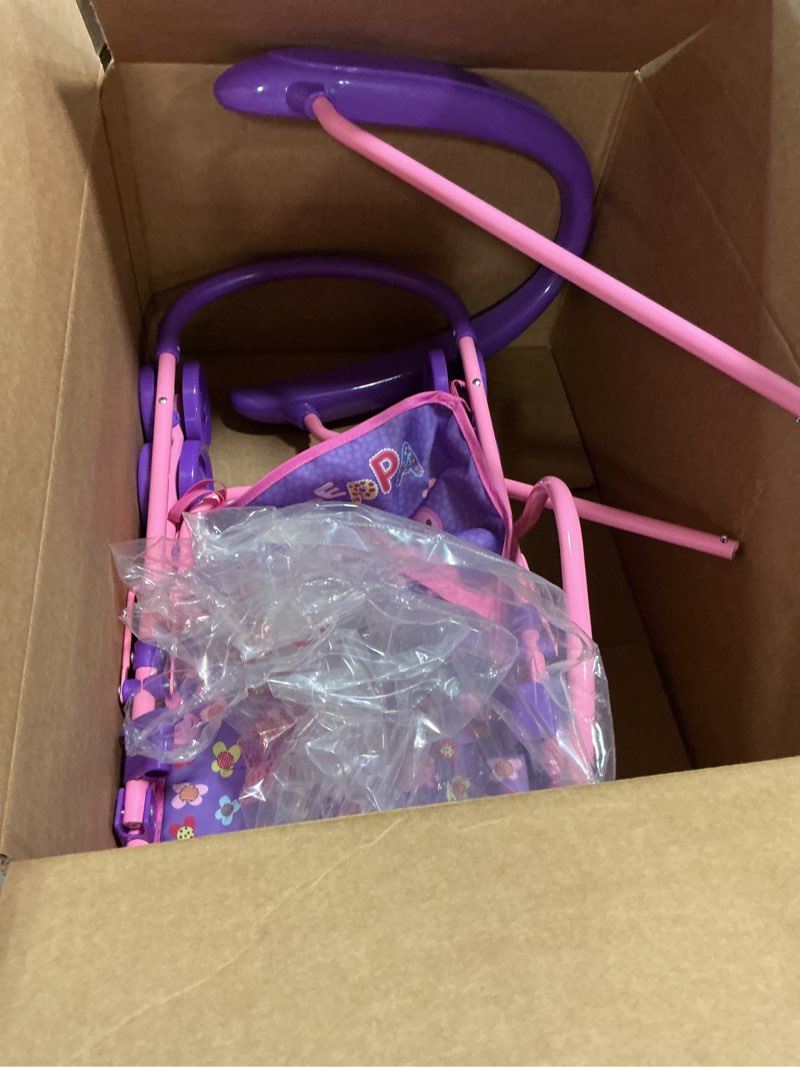 Condition photo showing Good Condition for Peppa Pig: Doll Umbrella Stroller - Purple, Pink, Flowers