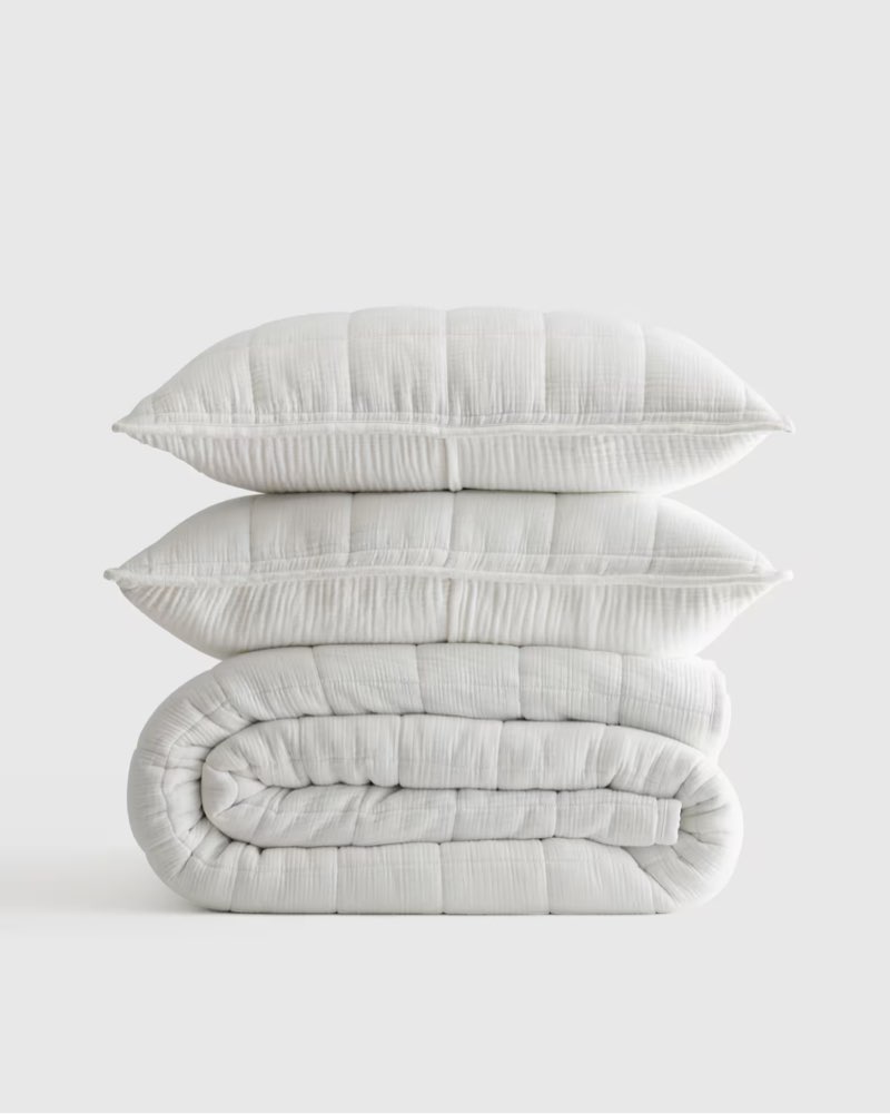 quince organic cotton gauze box quilt set color white 