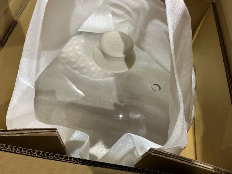 Condition photo showing Good Condition for oec lighter weight tempered glass microwave splatter cover - 11.5 inch (inner diameter 10.6”) - heat-resistant -durable glass lid with vent, silicone knob, dishwasher safe, 100% food grade - bpa free