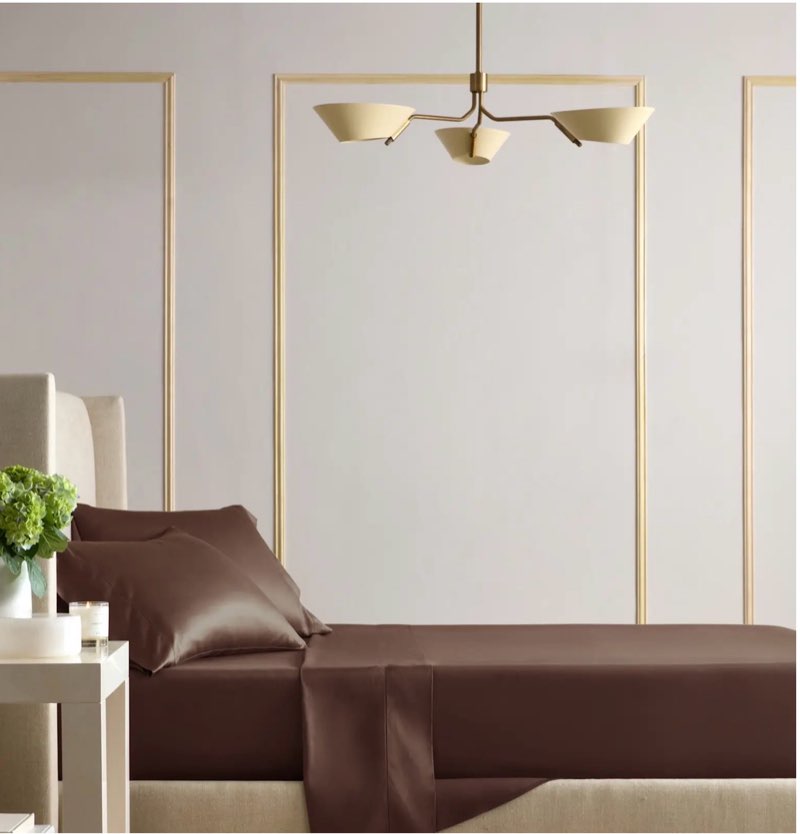 signature giza cotton sateen sheet set, queen, espresso