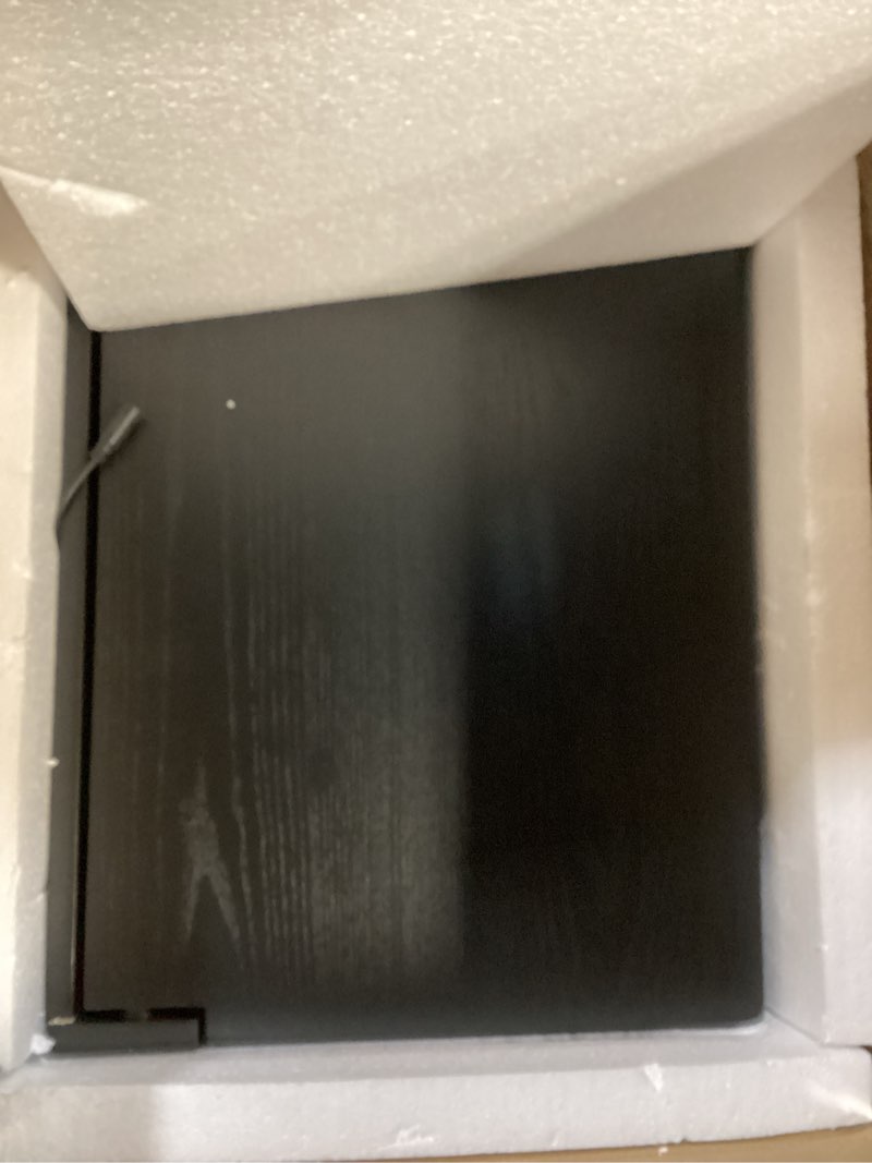 Condition photo showing Good Condition for Muwuele Solid Wood Small Vanity Desk with Mirror and Lights, Narrow Makeup Vanity for Small Space, Flip Top Vanity Side Table, 3 Color Modes & Adjustable Brightness, 19.6" Slim Dressing Table, Black Black 19.6" Wide