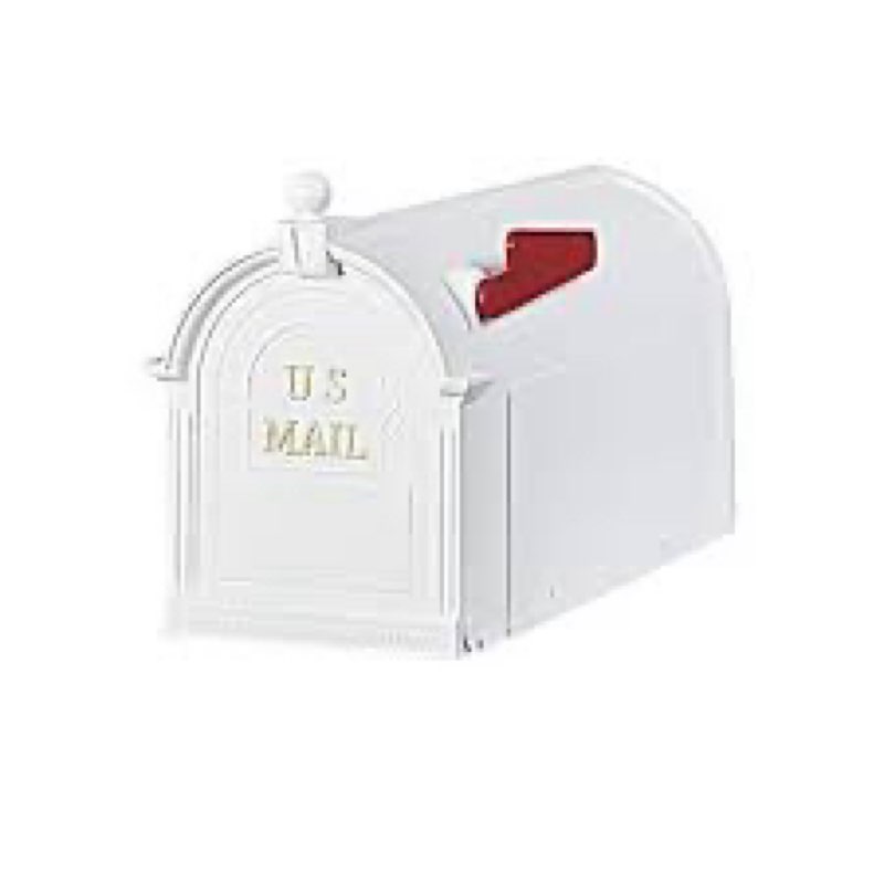 postal pro, the ambrose mailbox, durable plastic, easy to install, flag included, white