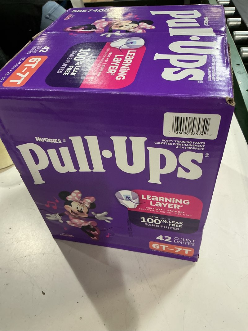 Condition photo showing New/Like New for ((size 6t-7t ))pull-ups girls' potty training pants, training underwear (55-75 lbs), 42 count