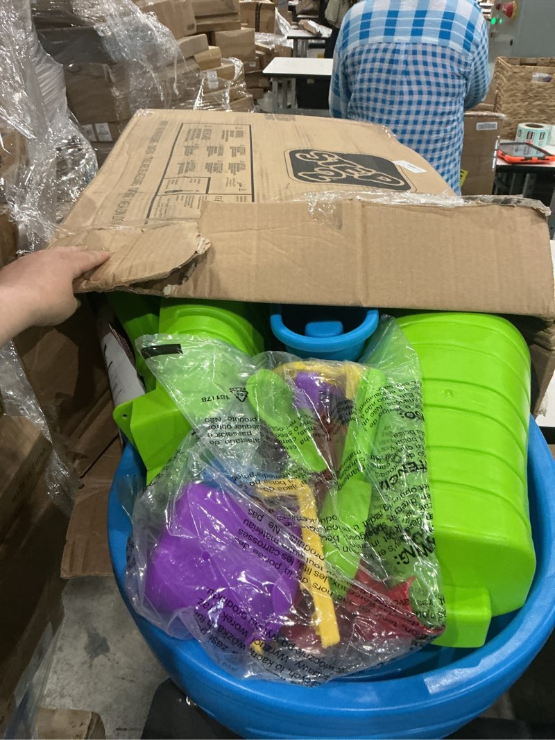 Condition photo showing Good Condition for step2 rain showers splash pond water table, kids water and sand activity sensory playset, summer outdoor toys, 13 piece water toy accessories, for toddlers 1.5+ years old, blue & green