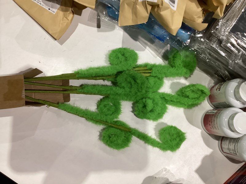 Condition photo showing Good Condition for TBD 6Pcs Green Furry Christmas Ornaments Christmas Decorations Christmas Tree Toppers Picks, Green Fuzzy Plush Twigs, Bendable Tree Decor