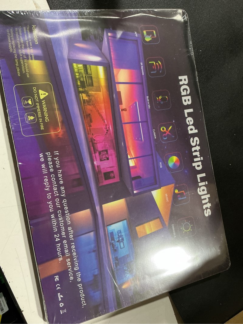 Condition photo showing New/Like New for 200 ft led lights for bedroom (2 rolls 100 ft), music synchronized smart led strip lights, ultra long with remote application control bluetooth led lights, color change rgb light 200ft