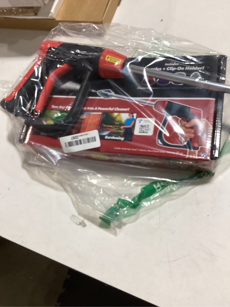 Condition photo showing As Is for pocket hose arrow customizable spray nozzle, as seen on tv | flow force tech, 4 precision tips, jet stream to gentle watering, rust-resistant, non-slip grip, ideal for car wash