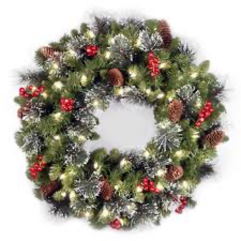 national tree company 30 in pre-lit crestwood spruce artificial christmas wreath, christmas decorati