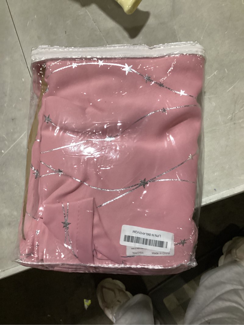 Condition photo showing New/Like New for smile weaver pink blackout curtains for living room 63 inch length 2 panels,room darkening girls bedroom curtains,silver printed design soft thick thermal insulated grommet window drapes pink silver 52"w x 63"l (pack of 2)