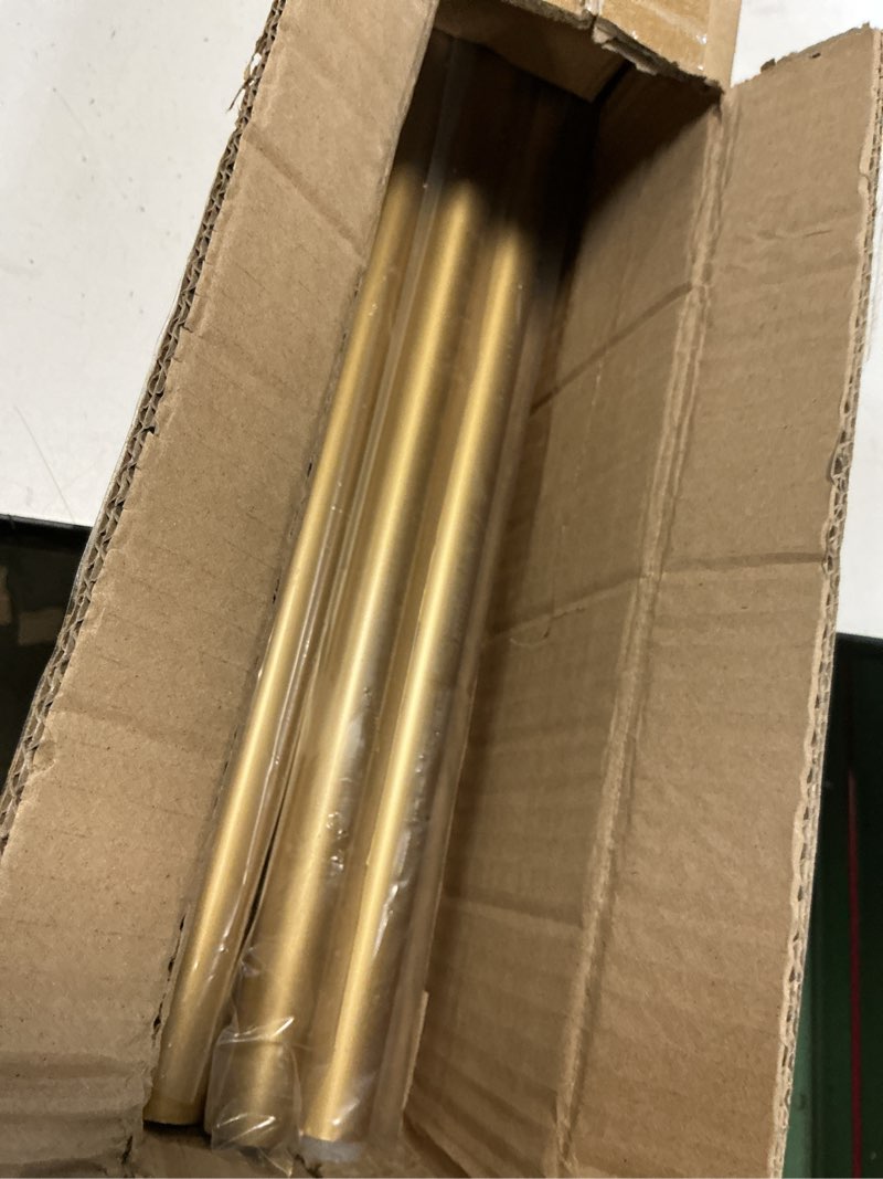 Condition photo showing As Is for 1 Inch Gold Double Curtain Rod for Windows - Tension curtain rod 84 to 120 Inchs with Holdbacks -BHSRODS Home Double Window Rods for Living Room & Bedroom Gold 84“-120”