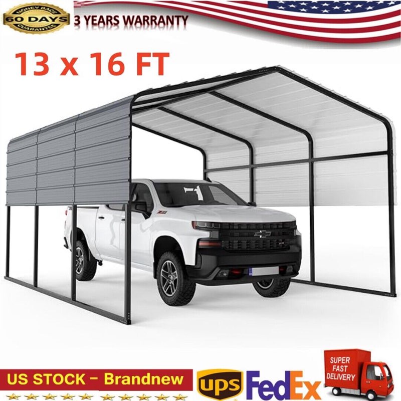 Carport 13 x 16 FT Heavy Duty Metal Carport with Galvanized Steel Roof for Car (Box 4 of 5 Only)