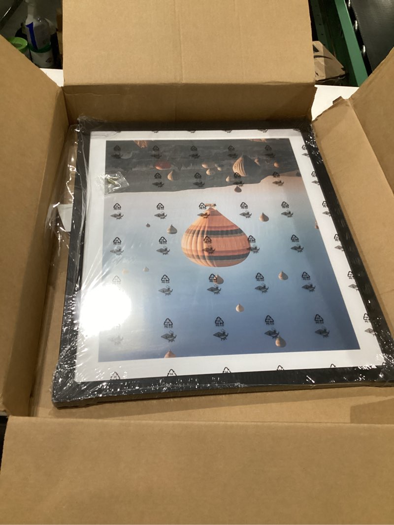 Condition photo showing Good Condition for 16x20 Picture Frame Black with 14x18 Mat for 40 x 50cm Diamond Art Painting, Display Photo 14x18 with Mat or 16 x 20 Without Mat, Wall Hanging Large Frame with Plexiglass, Black Black 1