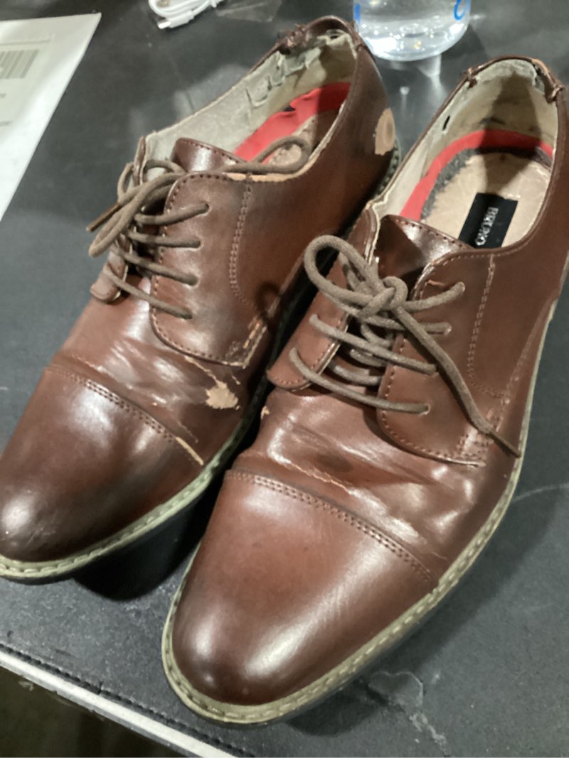 Condition photo showing As Is for bruno marc moda italy men's prince classic modern formal oxford wingtip lace up dress shoes size 9.5