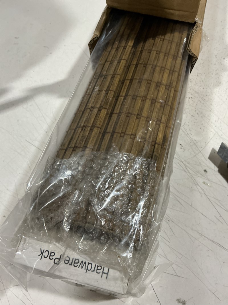 Condition photo showing Good Condition for cordless bamboo roman shades for windows, blinds size (32.5" w ×64" h) colour (highfield teak) ?room darkening?highfield teak 32.5" w × 64" h