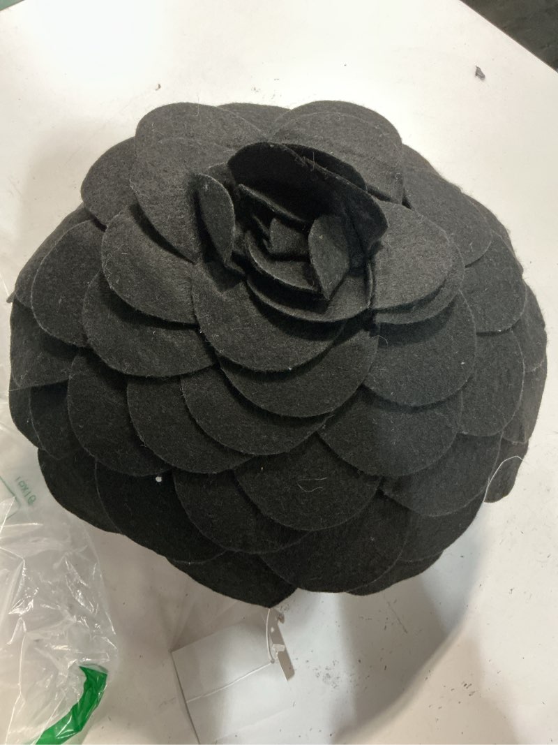 Condition photo showing Good Condition for saro lifestyle flower design poly filled throw pillow, black, 13" black 13"