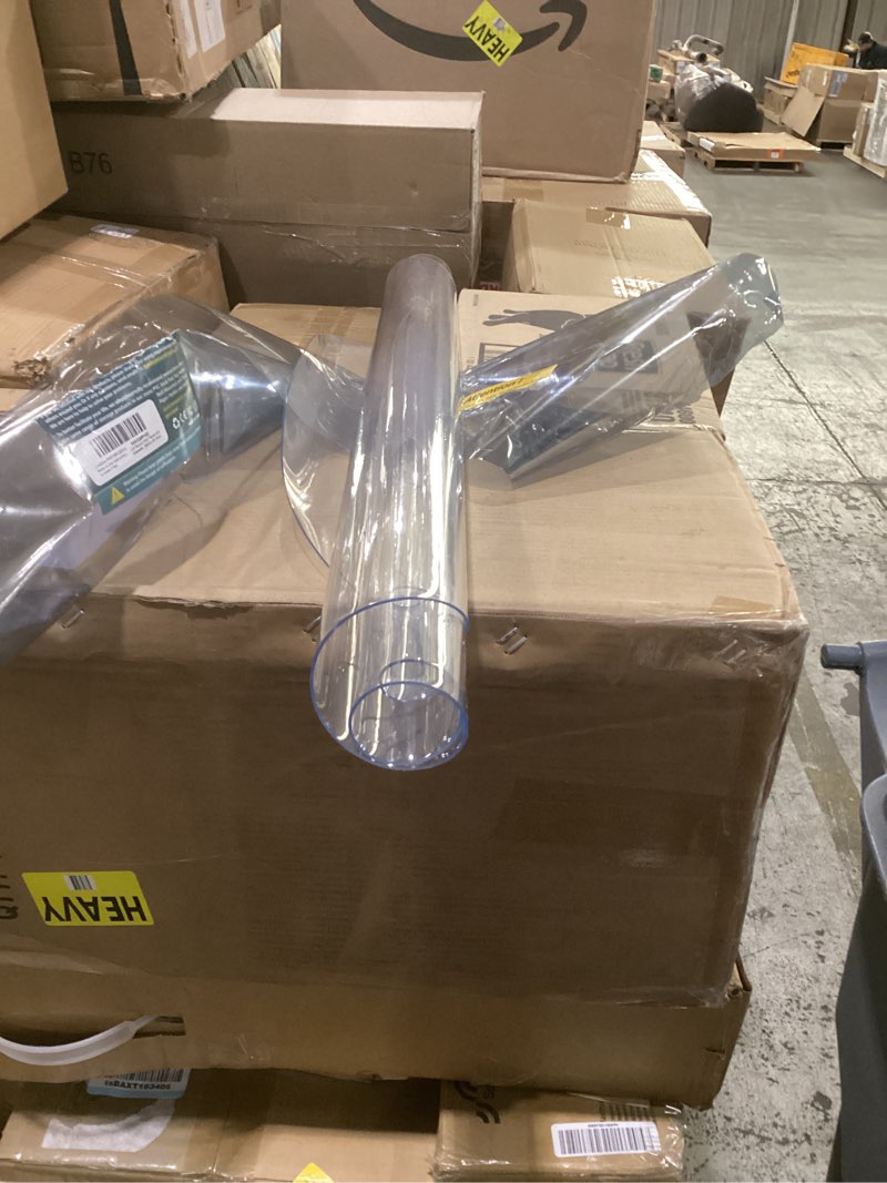 Condition photo showing As Is for linkgro 32 inch dia 1.5mm thick round clear table cover protector pvc vinyl plastic tablecloth kitchen table covers crystal wipeable tablecloth dining coffee table pad wood glass furniture protector round 32d inch round new clear 1.5mm