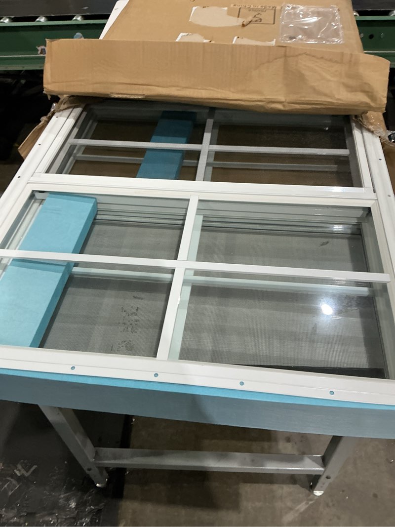 Condition photo showing Good Condition for 24" x 27" shed windows 2 pack, small sliding window with tempered glass & metal mesh screen, flush mount windows for shed chicken coop barn household garage basement cabin playhouse 24'' × 27''