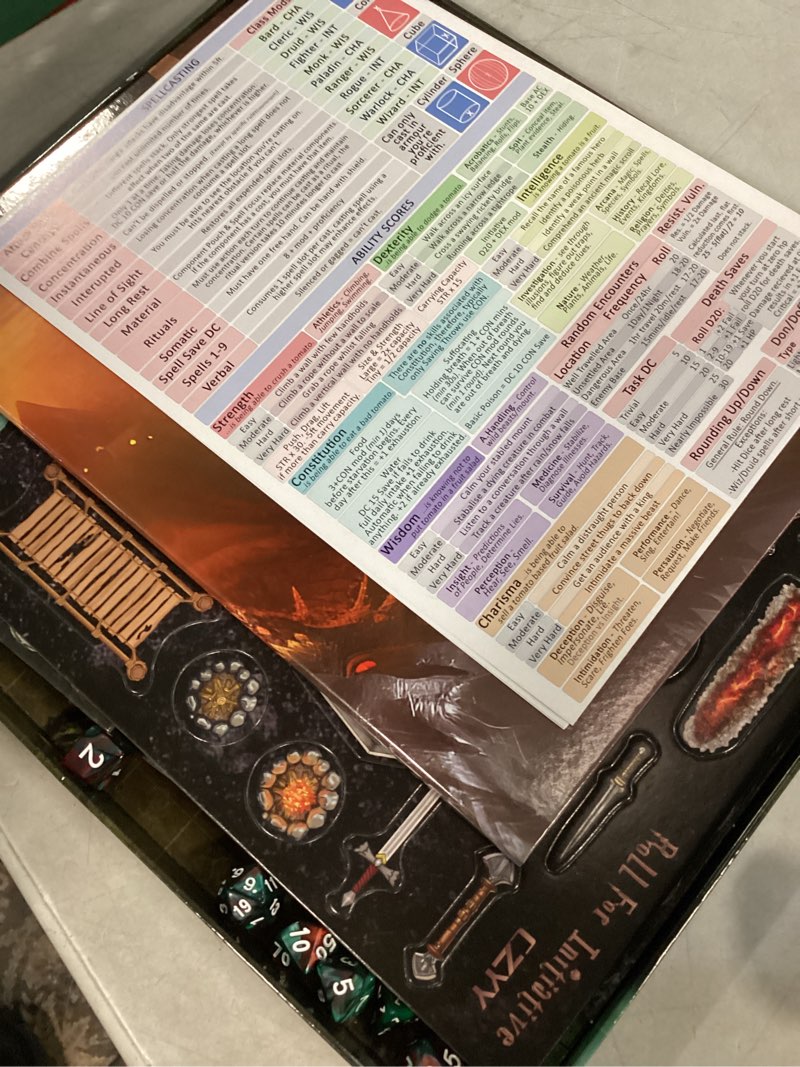 Condition photo showing Good Condition for czyy foldable battle mat with dm screen, game tokens, dice set - 2-sided wet & dry erase terrain, ultimate dnd starter set, accessories, gift for dungeon master & player
