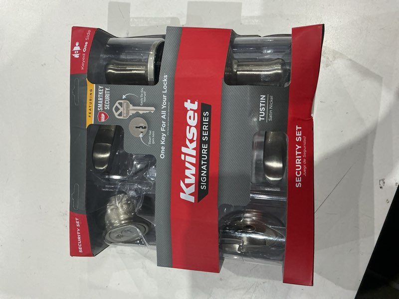 Condition photo showing Good Condition for kwikset smartkey tustin satin nickel deadbolt and entry door knob kw1 1-3/4 in.