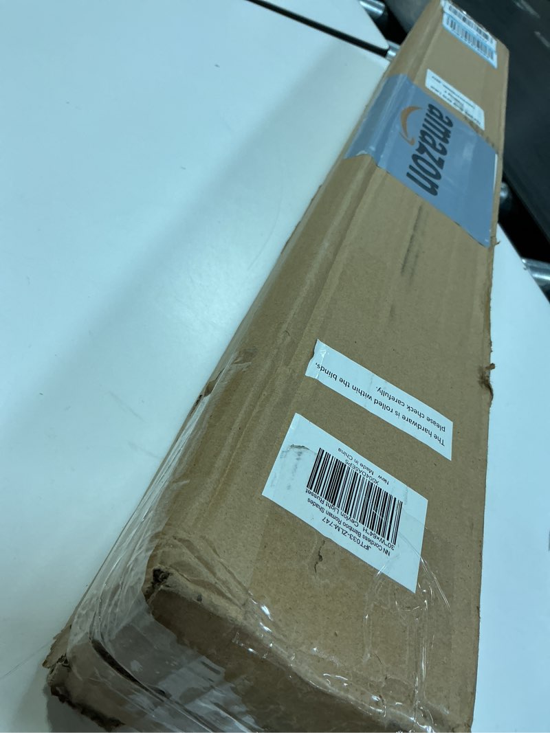 Condition photo showing As Is for LazBlinds No Tools No Drill Cordless Bamboo Roman Shades, Light Filtering Window Treatment, Roll Up Bamboo Blinds for Windows 20'' W x 48'' H, Ceylon Light Russet Light Filtering-ceylon Light Russet 20" W x 48" H