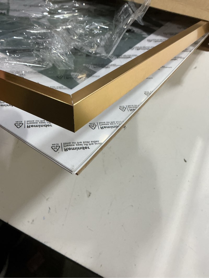 Condition photo showing Good Condition for egofine 16x20 aluminum picture frame display with mat for 12x16 or 16x20 without mat, metal poster frame covered by plexiglass for wall mounting horizontally and vertically, 1 pack, gold gold 16x20-1p