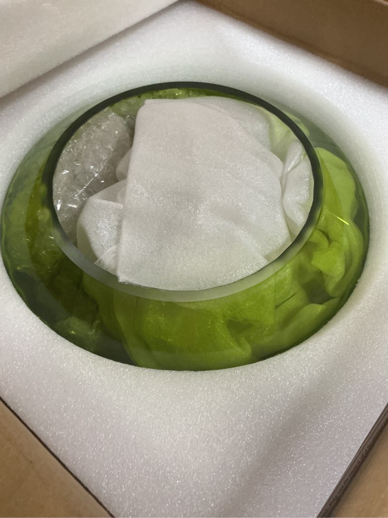 Condition photo showing New/Like New for Modern Semi Flush Mount Ceiling Light, Mid Century E26 Close to Ceiling Light Fixtures with Green Glass Shade, 11.02 Inch Vintage Glass Ceiling Lights for Bedroom, Kitchen, Living Room