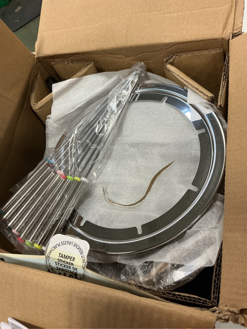 Condition photo showing Good Condition for Nostalgia 8-Cup Electric Fondue Pot Set for Cheese & Chocolate - 8 Color-Coded Forks, Temperature Control - Kitchen Gadgets and Appliances for Hors d'Oeuvres and More - Stainless Steel 8 Cup