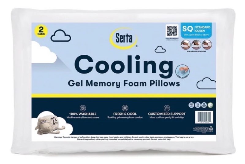 2 pack cooling gel memory foam pillow