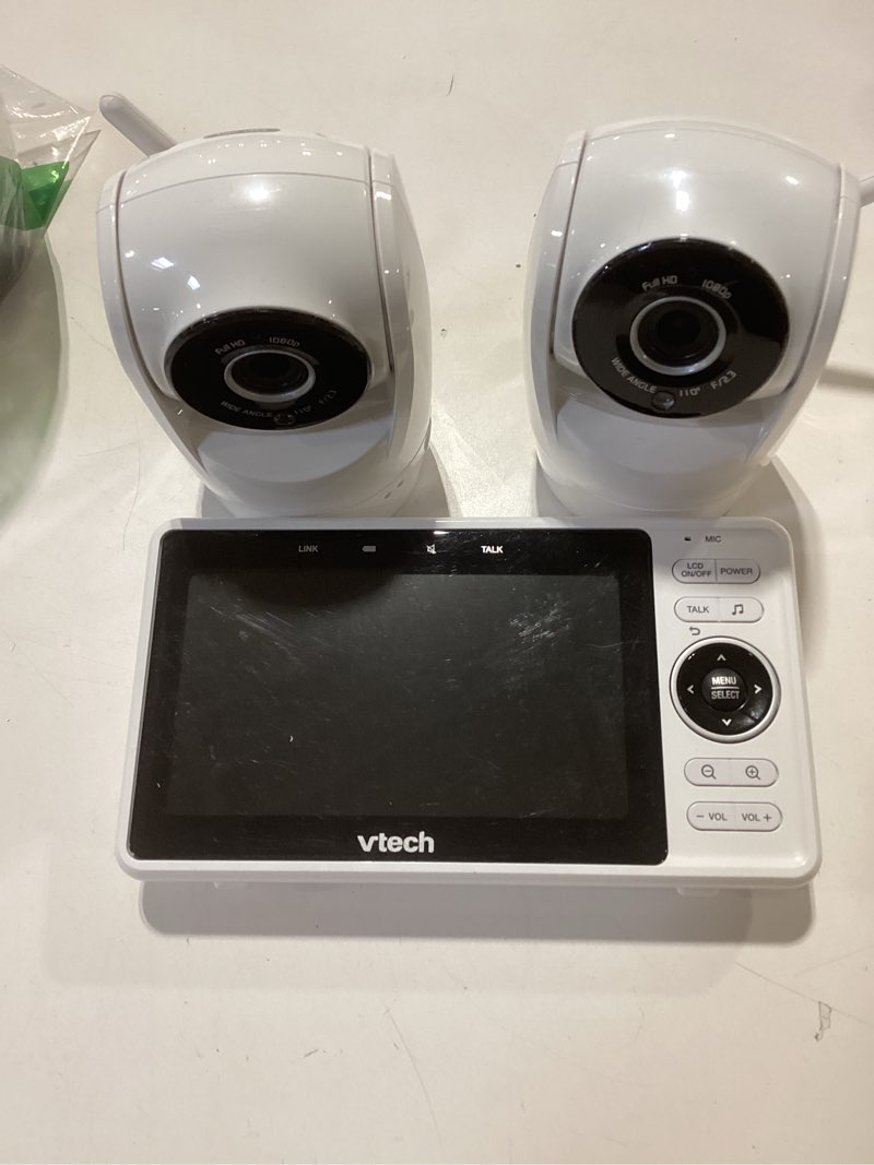 Condition photo showing As Is for VTech 2-Cameras Smart WiFi Baby Monitor with 1080p FHD Camera and 5\" HD IPS Screen, Free App with Motion Video, Sound/Motion Detection and Notifications, Split-Screen, Pan-Tilt-Zoom: VM901-2HD Incomplete 