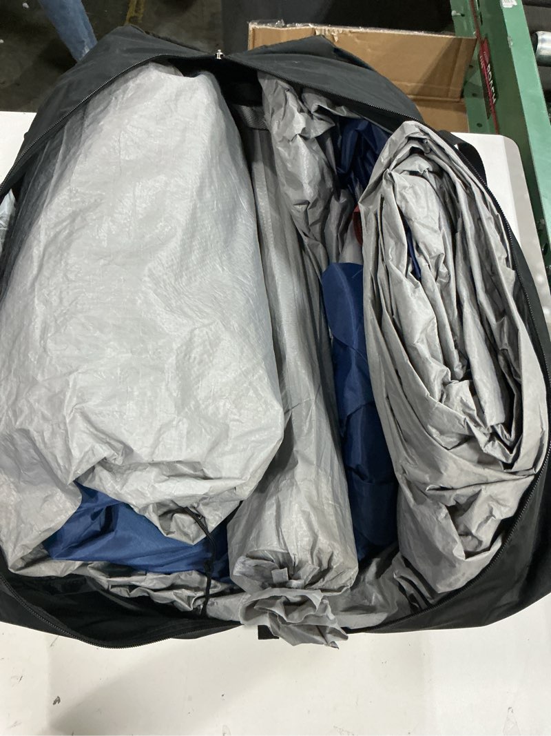 Condition photo showing As Is for campros cp tent 8 person camping tents, weather resistant family tent, 5 large mesh windows, double layer, divided curtain for separated room, portable with carry bag blue