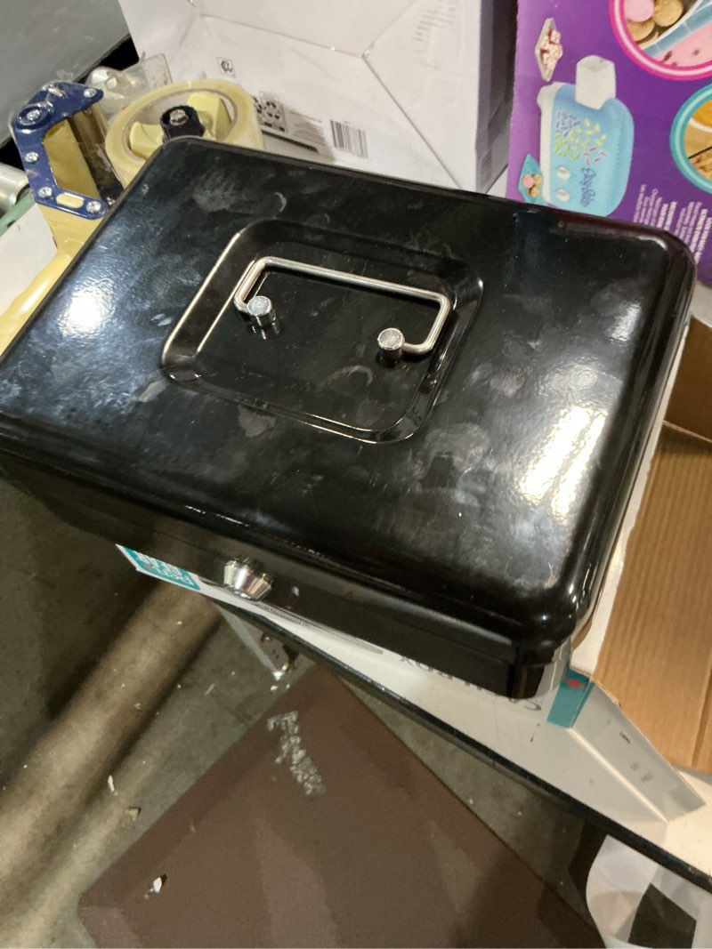Condition photo showing As Is for pen + gear 10 inch metal cash box with money tray and key lock  black  yfc-25