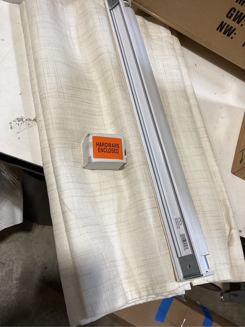 Condition photo showing Good Condition for twopages natural woven no drill roman shades, custom cordless light filtering bamboo roman blinds for indoor windows french door, beige brown ln14 beige white
