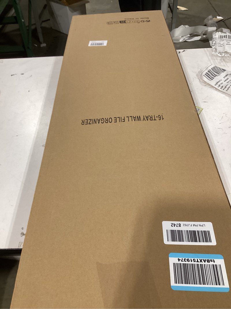 Condition photo showing Good Condition for 16 Tier Hanging Wall File Holder, Metal A4 Wall Mounted Document Holder, Vertical Hanging Mail Organizer, Magazine Storage Rack with Tray for Office Home Classroom, Black Black PD16 Tier